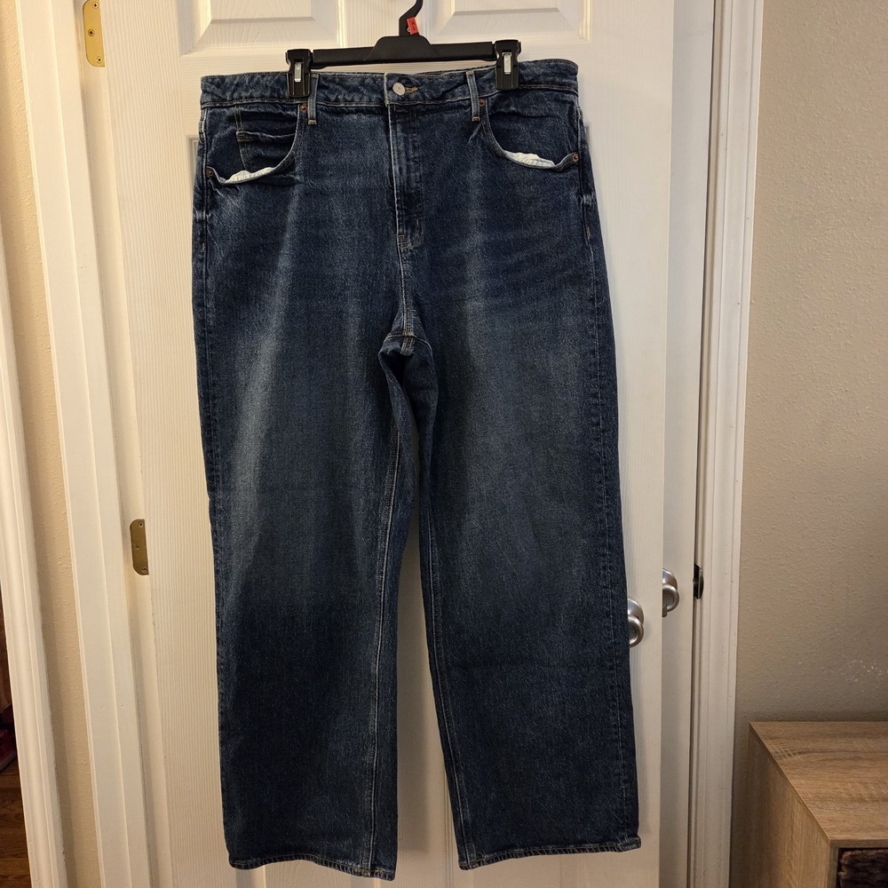 Old Navy sz 18‎ sky-hi wide leg jeans med wash casual loose denim stretch